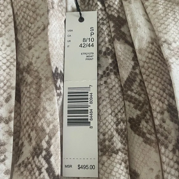 Elie Tahari Snake Print Maxi Dress NWT Smocked Waist Resort Sz 2 - Picture 11 of 11